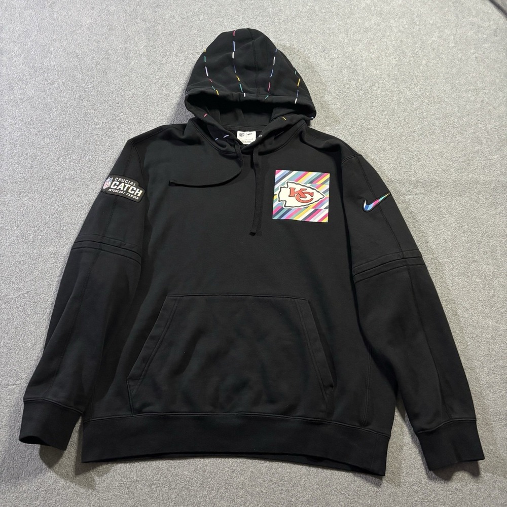 Nike Kansas City Chiefs Crucial Catch Hoodie Men's L Black NFL Intercept Cancer